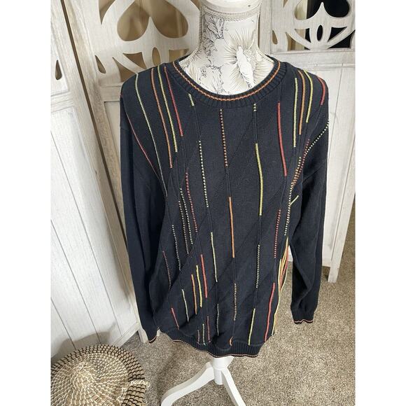Norm Thompson Men’s Vintage Wild Sweater Embroidered 90s 3D Medium Coogi-Style